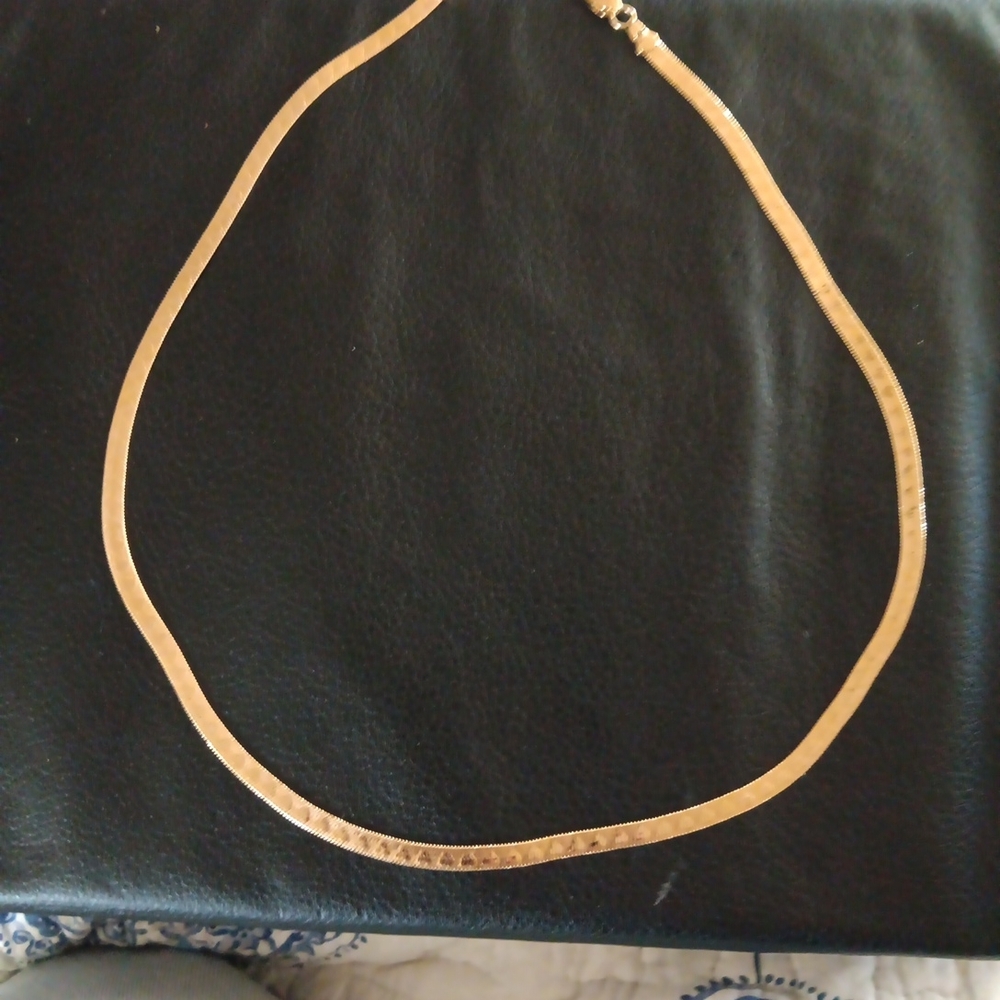 Classic Gold Herringbone Necklace for Women Vintage Heart Shape Stamped